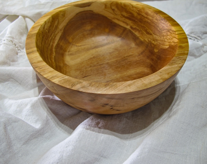 Wood Bowl Large Olive Wood 8" x 3" Handmade Rustic Salad Serving Bowl Perfect Kitchen Decor & Gift