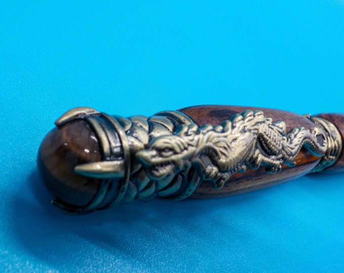 Ballpoint Pen Dragon Ballpoint Pen Turned from Rich Cocobolo Wood - Handmade Unique Writing Gift