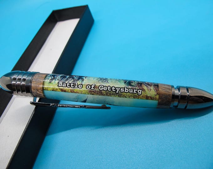Civil War Pen Made from Authentic Gettysburg Witness Tree & Acrylic - Unique Historical Gift, Handmade Writing Instrument