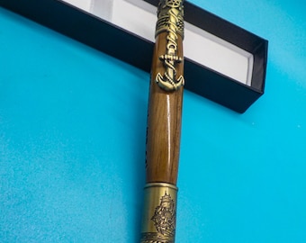 Pen Battleship USS Wisconsin BB-64 Ballpoint Made from Authentic Teakwood Deck - Unique Military Gift & Collector's Item