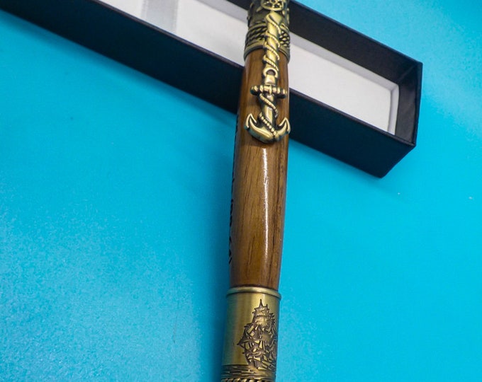 Pen Battleship USS Wisconsin BB-64 Ballpoint Made from Authentic Teakwood Deck - Unique Military Gift & Collector's Item