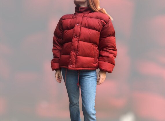 wine red puffer jacket