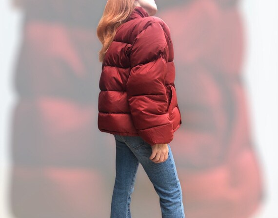 wine red puffer jacket