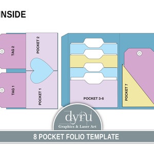 Folio-Vorlage, Herz-Folio, Bibliothekskarten, TriFold, Basteln, DIY, Folio Kit, Junk Journal Printable, Tags, Download, Folio, Dyru Grafiken