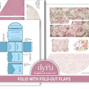 Pink Folio Template, Folio Craft Kit, Folio Kit Junk Journal Printable, Vintage, Craft kit, Printable Gift, Download Folio, Dyru Graphics