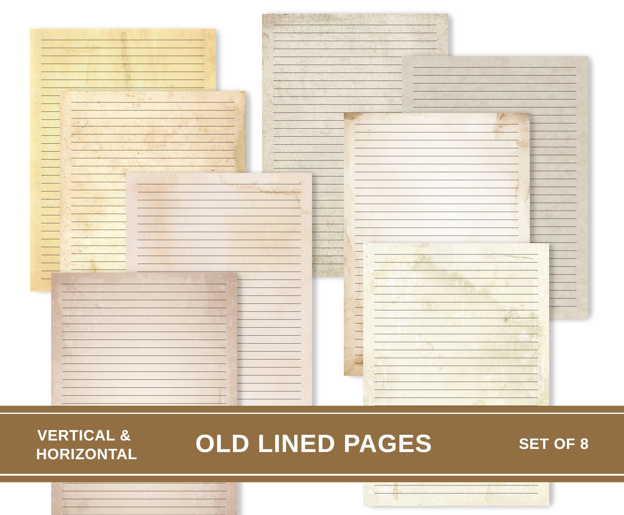 Vintage Lined Junk Journal Paper, Printable Stationery, Old Paper ...