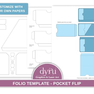 Pocket Flip Folio, Template, Junk Journal, Folder, Album, Insert, Folio Craft Kit, Folio Kit, Printable, Craft kits, Pocket, Dyru Graphics