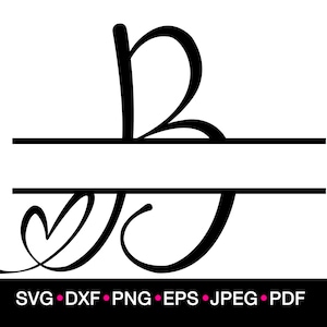 Heart Split Monogram Alphabet, Individual Alphabet Files, Split Letters, Family Name, Font Monogram Svg Bundle, Family Monogram Svg, PNG