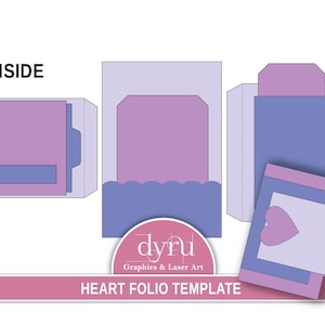 Carpeta de corazón, Folio de bolsillo, Folio de San Valentín, Recuerdo, Plantilla en blanco, Diario de basura, Carpeta desplegable, Proyecto de kit de manualidades de amor, Dyru Graphics