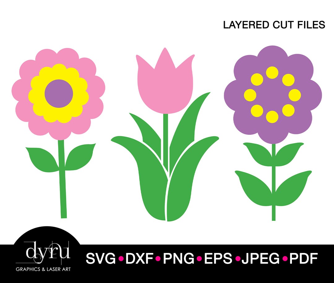 Layered Flower Svg, Wild Flowers SVG, Floral Clipart, Flowers Cut File