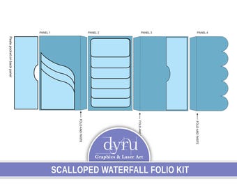 Ausgebogter Wasserfall Folio Template, Junk Journal Kit (PDF, PNG)