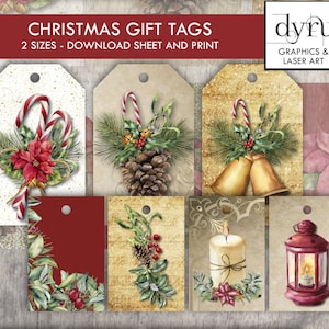 Klassieke kerstcadeaulabel printables, feestelijke labels, afdrukbaar cadeaulabel, handgemaakte tag, junk Journal Tag, afdrukbaar december