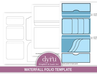 Wasserfall Folio Vorlage, Trifold Folio Craft Kit, Folio Kit, Junk Journal Printable, Bastelkits, herunterladbare Folio, Dyru Grafiken