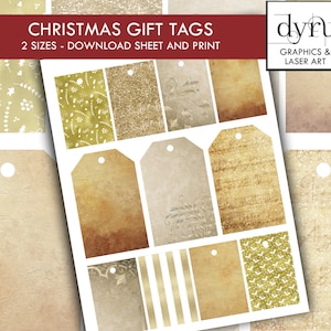 Goud, glitter, effen afdrukbare kerstcadeaukaartjes, feestelijk label, afdrukbaar vel met cadeaukaartje, minimalistisch cadeaukaartje, afdrukbare ontwerpen december