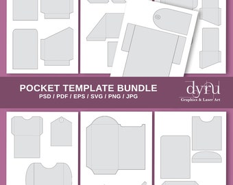 Junk Journal Pocket Bundle, Pocket Templates, Template Bundle, Ink Saver, Black, White, Journaling, Digital Download