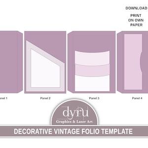 Vintage Folio Template, Fold Out, Craft Kit, Folio Kit, Junk Journal Printable, Insert, Downloadable Folio, Digital Crafting, Dyru Graphics