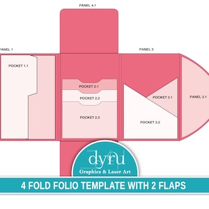 Flaps Folio Template, 4 Fold Out Folio, Craft Kit, Folio Kit, Junk Journal Printable, Printable Gift, Downloadable Folio, Dyru Graphics