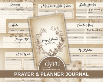 Diario de oración devocional, planificador de estudio bíblico (descarga digital)