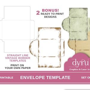 Printable Envelope Template, Junk Journal Envelope, Blank Lined Journal Envelope, Junk Journal Kit, Vintage Envelope, Old Paper Envelope