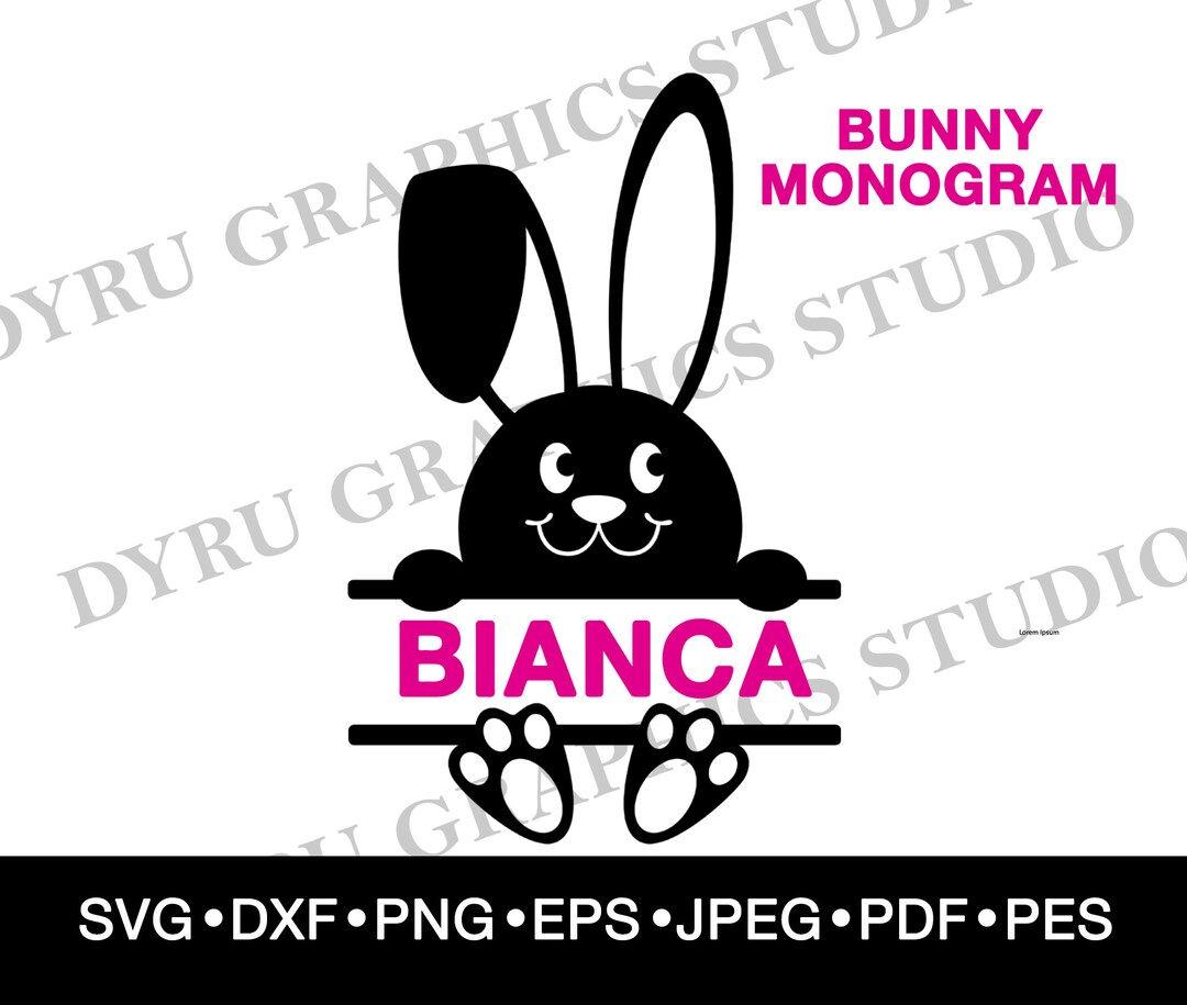 Bunny Monogram SVG, Bunny Tshirt, Bunny Name Frame, Cricut Bunny