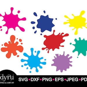 Paint Splats Svg, Paint Splatter SVG, Paint Splash Bundle, Paint Clipart, Paint Vector, Ink splatter, Paint streak blob, Cut File for Cricut