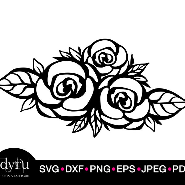 Bunch of Roses Svg, Roses Cut File, Roses Clipart, Rose File for Cricut, Decorative Wedding Roses SVG, Roses Cut File