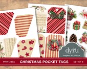 Christmas Pocket Tag, Loaded Pocket, Christmas Tag, Junk Journal Kit, Season Greetings, Holiday Tag, Christmas Card, Christmas Ephemera