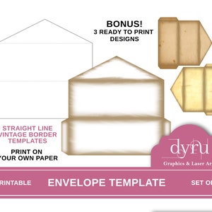 Blank Printable Junk Journal Template, Vintage Border, Old Paper Envelope, Vintage Journal Envelope, Printable Envelope, Junk Journal Kit