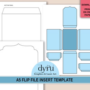 Flip Template, Junk Journal Kit, Black and White, Folder, Insert, Envelope Template, Ink Saver, Template Bundle, Printable, Dyru Graphics
