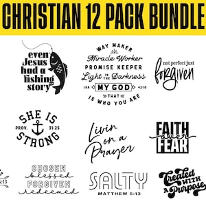 Christian Bundle SVG, Schrift Bundle, sofortiger Download, Bibel Vers Bundle, Schnittdateien für Cricut, religiöse SVG, Jesus, Gott, Glaube svg dxf