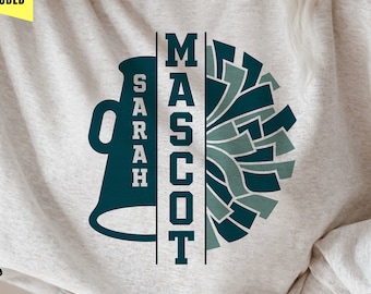 Cheerleader SVG, Pom Pom, Megaphone, Personalized Team Logo (Digital Download)