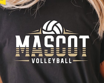 Volleyball Mascot SVG, Team Shirt Template (Digital Download)