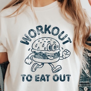 Entraînement pour manger au restaurant Svg Png - Svg drôle de forme physique et de gymnastique pour la chemise, citation motivante d'exercice en téléchargement numérique