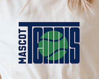 Mascota de equipo de tenis SVG PNG, plantilla de camiseta personalizada (descarga digital)