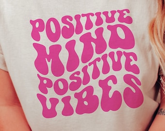 Groovy Positive Mind SVG, Retro Inspirational Cut File (Digital Download)