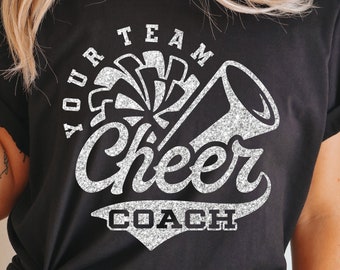 Cheer Coach SVG, Cheerleader Shirt Design, Pom Pom Megaphone (Digital Download)