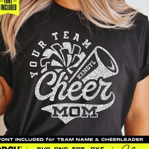 Cheer Mom Svg, Dxf Eps Png, Megafoon Svg, Pom Pom Svg, pompom, Cheer Cone, Cricut Cut-bestanden, silhouet, sublimatie, cheerleader-team