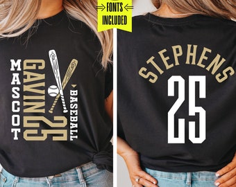 Customizable Baseball Team Template SVG: Personalize with Player Name, Number, and Mascot!