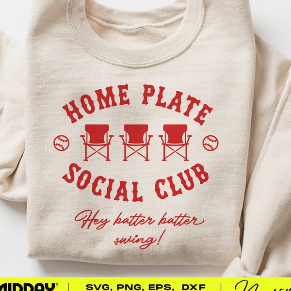 Home Plate Social Club Softball SVG : téléchargement immédiat pour création