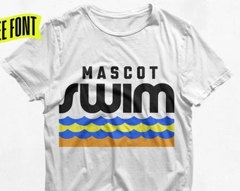 Swim Team Mascot SVG: Includes Font (Digital Download)