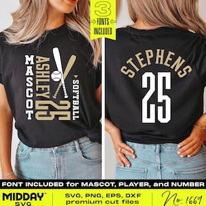 Aanpasbare DIY Softbal Team sjabloon SVG: Personaliseer met spelersnaam, nummer en mascotte!