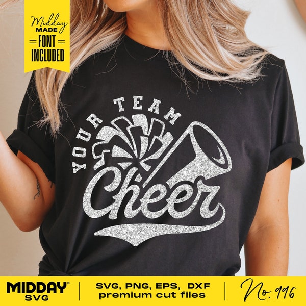 Cheer Svg, Png Dxf Eps, Cheerleader, Cheerleading shirt, Megaphone, Pom Pom, Cheer Cone, Cricut, Silhouette, Digital File, Cheer Team Shirt