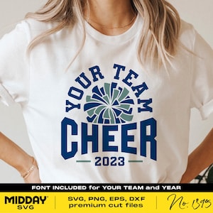 Cheer Svg, Png Dxf Eps, Cheerleader, Team Template, Cheerleading shirt, Pom Pom, Svg for Cricut, Silhouette, Digital File, Cheer Team Shirt