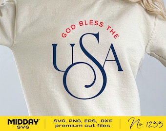 God Bless USA SVG, 4. Juli, Cricut Cut Files (digitaler Download)