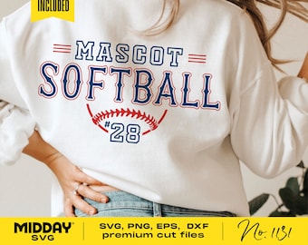 Softball Team Mascot Svg Template, Cricut Silhouette Cut File (Digital Download)