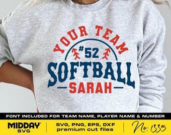 Softball Mom Shirt Design SVG, Team Logo, Name and Number (Digital Download)