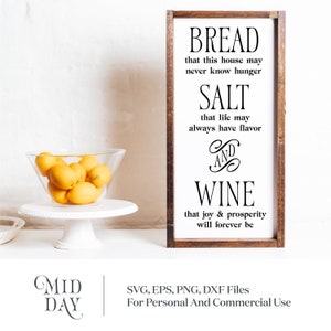 Brot Salz Wein Küche Kunst svg, dankbar dankbar gesegnet svg, Haus svg Dateien für Cricut, Wein svg, Brot svg, Salz svg, home svg, Familie