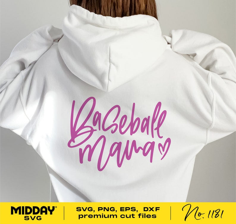 Peut inclure: Sweat-shirt &agrave; capuche blanc avec un motif rose qui dit "Baseball mama" avec un c&oelig;ur.