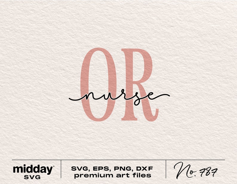 May include: A pink and white graphic design with the letters "OR" in large pink letters and the word "nurse" written in cursive script underneath. The design is on a white background.