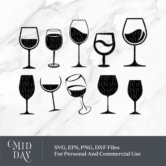 Wine Glass SVG, Cut File for Cricut & Silhouette (Digital Download)